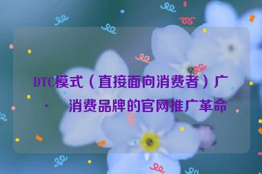 DTC模式（直接面向消費(fèi)者）廣州消費(fèi)品牌的官網(wǎng)推廣革命