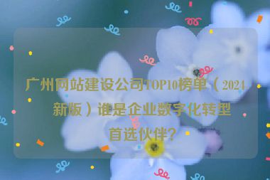廣州網(wǎng)站建設(shè)公司TOP10榜單（2024最新版）誰是企業(yè)數(shù)字化轉(zhuǎn)型的首選伙伴？