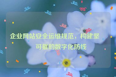 企業(yè)網(wǎng)站安全運維規(guī)范，構(gòu)建堅不可摧的數(shù)字化防線