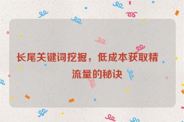 長尾關(guān)鍵詞挖掘，低成本獲取精準(zhǔn)流量的秘訣