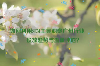 如何利用SEM工具洞察廣州行業(yè)的投放趨勢(shì)與流量洼地？
