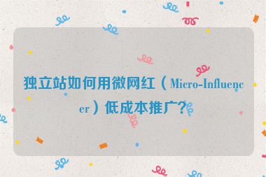 獨立站如何用微網(wǎng)紅（Micro-Influencer）低成本推廣？