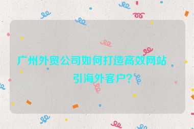 廣州外貿(mào)公司如何打造高效網(wǎng)站吸引海外客戶(hù)？