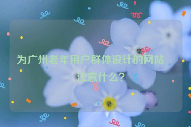 為廣州老年用戶群體設(shè)計的網(wǎng)站應(yīng)注意什么？