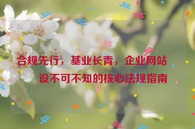 合規(guī)先行，基業(yè)長青，企業(yè)網(wǎng)站建設(shè)不可不知的核心法規(guī)指南