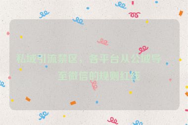 私域引流禁區(qū)，各平臺從公域?qū)Я髦廖⑿诺囊?guī)則紅線