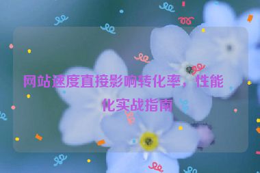 網(wǎng)站速度直接影響轉(zhuǎn)化率，性能優(yōu)化實(shí)戰(zhàn)指南