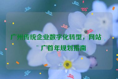 廣州傳統(tǒng)企業(yè)數(shù)字化轉(zhuǎn)型，網(wǎng)站推廣首年規(guī)劃指南