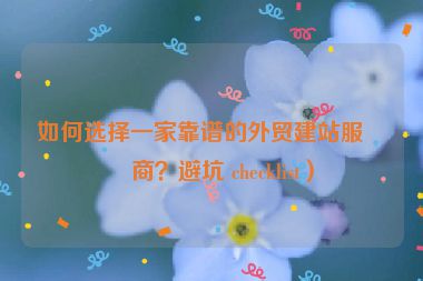 如何選擇一家靠譜的外貿(mào)建站服務(wù)商？避坑 checklist）