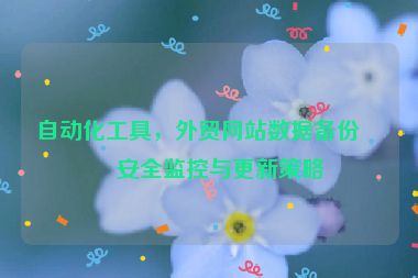 自動化工具，外貿(mào)網(wǎng)站數(shù)據(jù)備份、安全監(jiān)控與更新策略