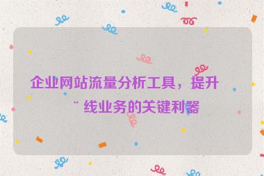 企業(yè)網(wǎng)站流量分析工具，提升在線業(yè)務(wù)的關(guān)鍵利器