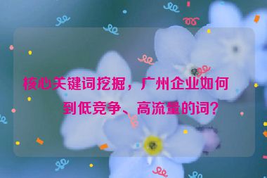 核心關(guān)鍵詞挖掘，廣州企業(yè)如何找到低競(jìng)爭(zhēng)、高流量的詞？