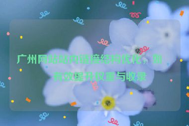 廣州網(wǎng)站站內(nèi)鏈接結(jié)構(gòu)優(yōu)化，如何有效提升權(quán)重與收錄