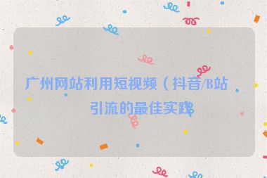 廣州網(wǎng)站利用短視頻（抖音/B站）引流的最佳實踐