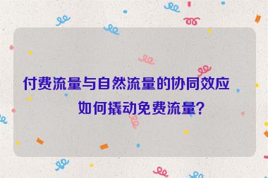 付費(fèi)流量與自然流量的協(xié)同效應(yīng)，如何撬動(dòng)免費(fèi)流量？