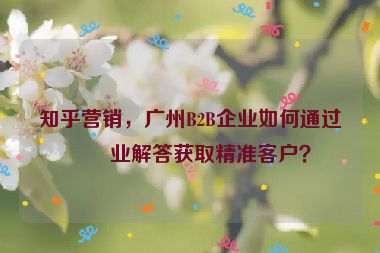 知乎營銷，廣州B2B企業(yè)如何通過專業(yè)解答獲取精準客戶？