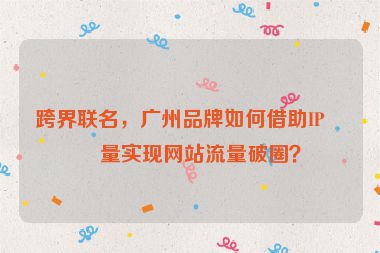 跨界聯(lián)名，廣州品牌如何借助IP力量實(shí)現(xiàn)網(wǎng)站流量破圈？