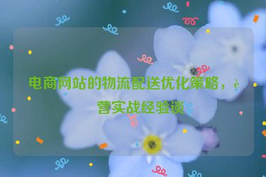 電商網(wǎng)站的物流配送優(yōu)化策略，運(yùn)營(yíng)實(shí)戰(zhàn)經(jīng)驗(yàn)談