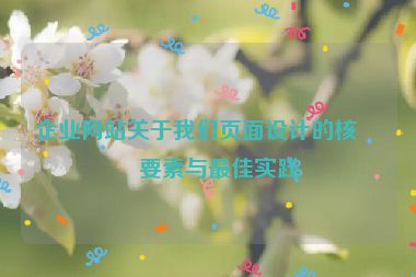 企業(yè)網(wǎng)站關于我們頁面設計的核心要素與最佳實踐
