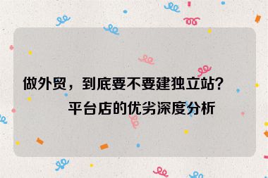 做外貿(mào)，到底要不要建獨(dú)立站？與平臺(tái)店的優(yōu)劣深度分析