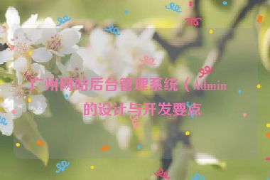 廣州網(wǎng)站后臺管理系統(tǒng)（Admin）的設(shè)計與開發(fā)要點