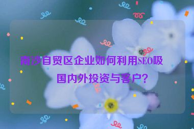 南沙自貿(mào)區(qū)企業(yè)如何利用SEO吸引國(guó)內(nèi)外投資與客戶(hù)？