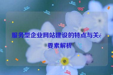 服務(wù)型企業(yè)網(wǎng)站建設(shè)的特點與關(guān)鍵要素解析