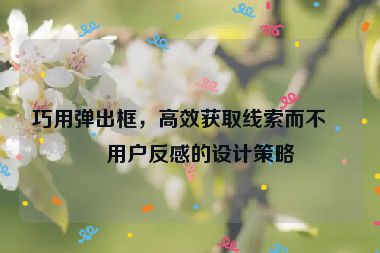巧用彈出框，高效獲取線索而不惹用戶反感的設計策略