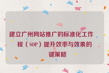 建立廣州網(wǎng)站推廣的標(biāo)準(zhǔn)化工作流程（SOP）提升效率與效果的關(guān)鍵策略