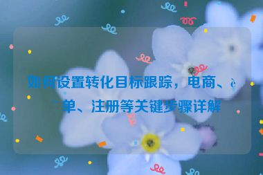 如何設置轉(zhuǎn)化目標跟蹤，電商、表單、注冊等關(guān)鍵步驟詳解