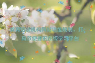 教育培訓(xùn)機構(gòu)網(wǎng)站功能規(guī)劃，打造高效便捷的在線學(xué)習(xí)平臺