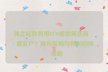 獨(dú)立站如何用RFM模型篩選高價(jià)值客戶？提升復(fù)購(gòu)與利潤(rùn)的核心策略