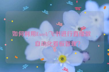如何利用Excel/飛書(shū)進(jìn)行直播數(shù)據(jù)自動(dòng)化看板管理？
