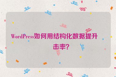 WordPress如何用結(jié)構(gòu)化數(shù)據(jù)提升點(diǎn)擊率？