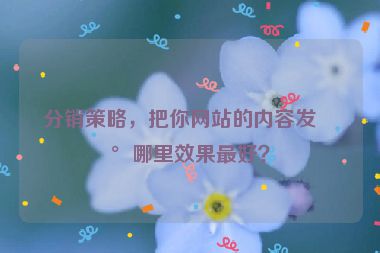 分銷策略，把你網(wǎng)站的內(nèi)容發(fā)到哪里效果最好？