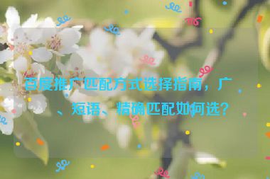 百度推廣匹配方式選擇指南，廣泛、短語、精確匹配如何選？