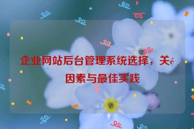 企業(yè)網(wǎng)站后臺管理系統(tǒng)選擇，關(guān)鍵因素與最佳實踐