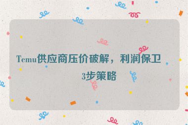 Temu供應(yīng)商壓價破解，利潤保衛(wèi)戰(zhàn)3步策略