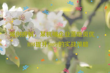案例拆解，某機(jī)械企業(yè)落地頁(yè)優(yōu)化ROI提升300%的實(shí)戰(zhàn)策略