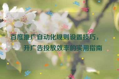 百度推廣自動化規(guī)則設置技巧，提升廣告投放效率的實用指南