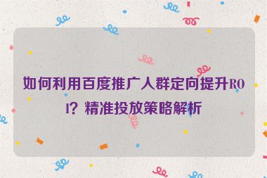 如何利用百度推廣人群定向提升ROI？精準(zhǔn)投放策略解析